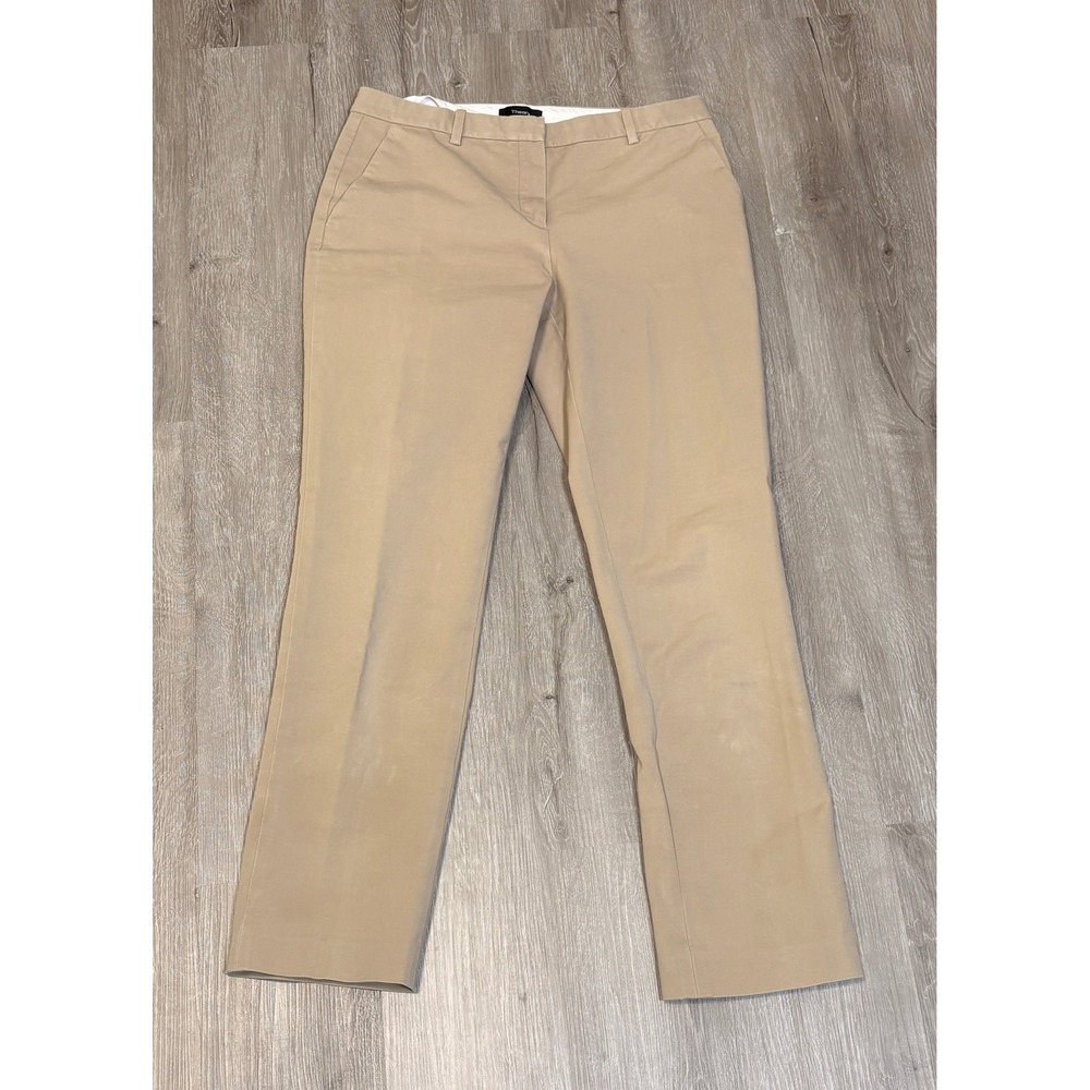 Theory Womens Tailored Trouser Double Stretch Tan Khaki Pants Size 4
